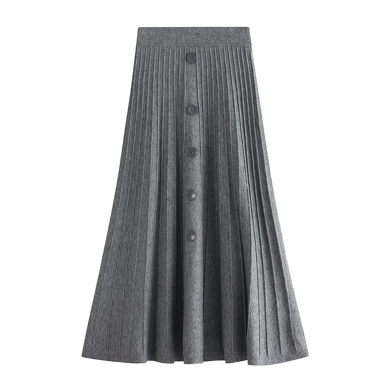 New Knitted Medium And Long Skirt - Grey on Luulla