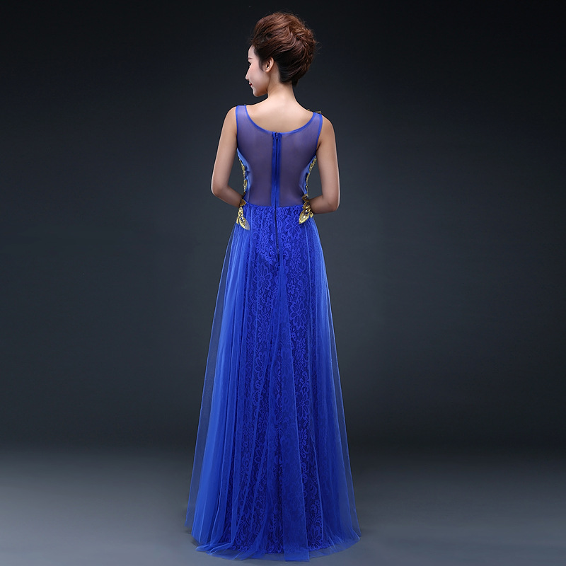 A Line Party Gowns Formal Gown Vneck Satin Beaded Peacock Pattern