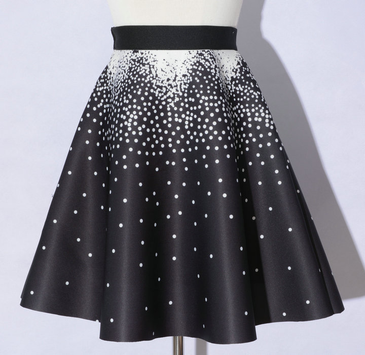 Elegant Printing Black Color Dot Pattern A-line Skirts on Luulla